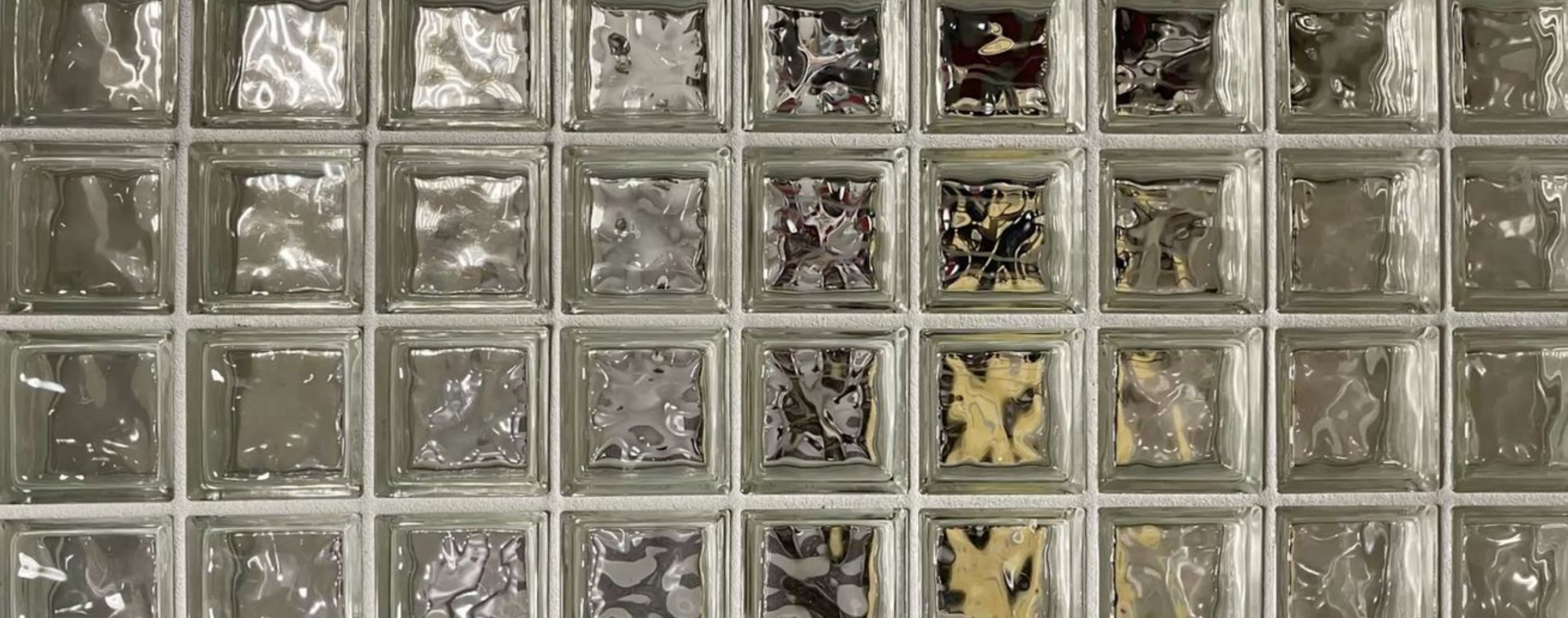 Close-up of textured glass blocks